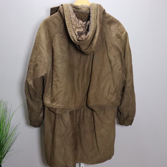 Adventure Bound by Wilsons Brown Leather Hooded Parka Size L - Picture 2 of 3